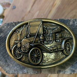 Vintage 1970s Ford Model T Unisex Brass Belt Buckle